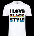 I Love Blackstyle Tee - bold rainbow and star typography graphic on white tee, BLACKSTYLE DC
