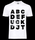 ABCDef Free Speech Tee - distressed bold block letter statement graphic on white tee, BLACKSTYLE DC