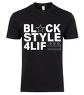 Blackstyle 4 Life Tee - star icon bold white typography with DC flag on black tee, BLACKSTYLE DC