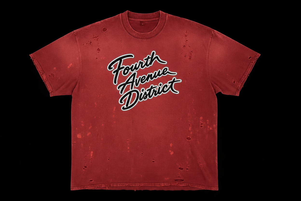 Fourth Avenue District Red Tee Mockup
