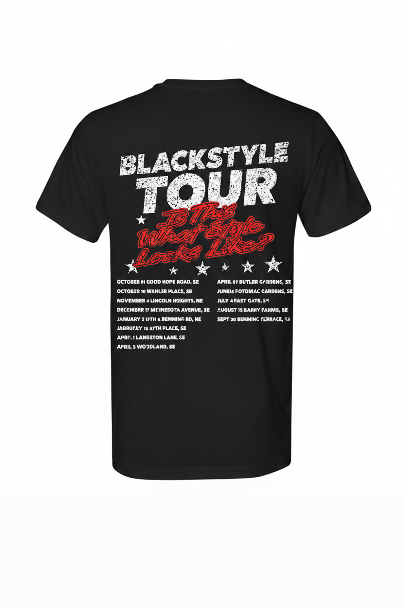 BLACKSTYLE City Tour Tee - Back view with tour graphic