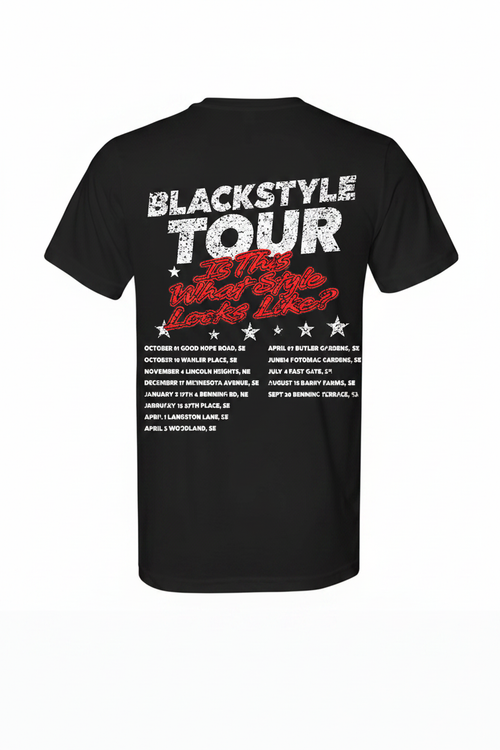 BLACKSTYLE City Tour Tee - Back view with tour graphic