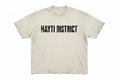 Hayti District distressed white tee on white background